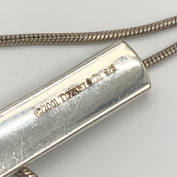 Authentic Tiffany & Co 925 Silver 1837 Bar Pendant with Necklace - Picture 4 of 9